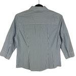 L.L.Bean Blue White Pinstriped 100% Cotton 3/4 Sleeve Collared Button Up Size M Photo 1
