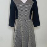 London Times Jersey 3/4 Sleeve Colorblock Dress Sz 8 Black Tan Photo 0