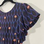 Kenzo x H&M Women's Abstract Print 100% Silk Ruffle Cap Sleeve Blouse Size 2 Photo 4