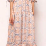 Ivy City Co. Nora Maxi Dress Floral Print Smocked Orange Blue Plus Size 1X Photo 0