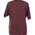 Lands' End Burgundy Striped Scoop Neck Short Sleeve T-Shirt Photo 1