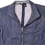 White House | Black Market Jacket Womens 6 Blue Denim Moto Stretch Zip Pockets XS Photo 9