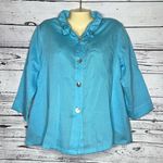 Oasis Fridaze NWT Size M Blue 100% Linen Button Down Swing Jacket w/ Pockets Photo 0