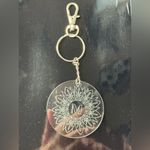 Handmade Sunflower Initial M Monogram Engraved Clear Acrylic Keychain Purse Charm New Photo 1