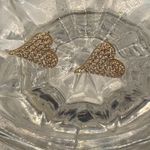 14K Solid Yellow Gold Heart Motif Pave Zircon Earrings Studs Photo 1