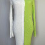 STAUD mini Milton colorblock dress in lime and white size L large NWT Photo 4