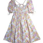 For Love & Lemons  Pink & Yellow Floral Carrie Midi Dress Womens S Photo 1