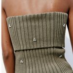 ZARA NWOT  Jewel Beaded off the shoulder knit top 4331/015 Green Medium Photo 4