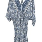 R. Vivimos Women’s Size XL 16 18 Blue Print Tie Front Cover Up Mini Dress Photo 3
