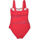 Carmen Marc Valvo  Swimwear One Piece Asymmetric Mesh Cutout Pink 8 Photo 5