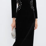 Tuckernuck Hyacinth House Jules Velvet Midi Dress – Women’s Size M Black Size M Photo 0