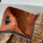 Dance & Marvel Gold Navy Blue Paisley Structured Pleated Mini Skirt Size Small Photo 4