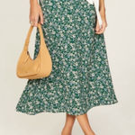 Reformation Bea Midi Foral Skirt Green White Blue Boho Bohemian minimalist Photo 0