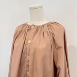 J.Crew Poplin Cotton Tie Balloon Sleeve Button Front Dress Pink Tan Size Large Photo 1