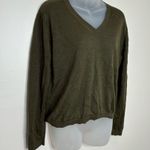 Massimo Dutti  Green 100% Linen V-Neck lightweight Sweater Size XS NWT Minimalist Photo 1