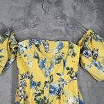 J.O.A. Dress Womens Small Yellow Blue Floral Flowers Off Shoulder Party Wedding Photo 3