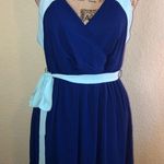 Tea & Cup Dress Blue Two Tone Dress Spaghetti Straps Gathered Waist Size Large Photo 0