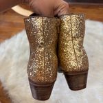Brown and Glitter Gold Faux Leather Ankle Boots Size 7 Photo 3