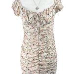 Nectar Clothing Mini Dress Women’s S Cream Floral Ruched Cottagecore Coquette Photo 0