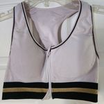 Primark Black White Gold Stripe Band Racerback Zip Front Sports Bra Size Small Photo 0