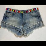 Free People  Eliot Baja Embroidered Belt Cheeky Cut-offs Denim Shorts A166 Photo 4