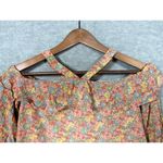 Madewell  Floral Off-Shoulder Silk Dress Ruffle Cross-Back‎ Straps Size 00 Floral Photo 2
