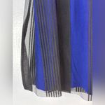 Hem & Thread  S Royal Blue and Black Striped Mesh Overlay Tank Top Photo 2