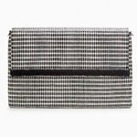 Stella & Dot | City Slim Black White Woven Raffia Coral Clutch Bag Purse | OS Photo 0