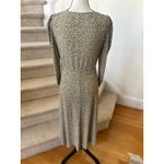Mango Sage Olive Green Dot Crinkle Cottage Boho Midi Dress Photo 5