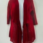 Eileen Fisher Red Silk Blend Knit Open Front Cardigan Sweater Size S Photo 7