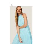 Trina Turk Sky Blue 100% Cotton Halter Neck Sunglasses Maxi Dress Size Small Photo 11