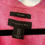 Tahari  Linen Shirt Blouse Women's Plus Size 1X Pink Top Mother Of Pearl Buttons Photo 2