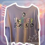 Disney  Cropped Long Sleeve Purple Pastel Mickey Mouse Tee Photo 0