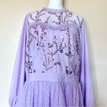 Simplee Apparel Simplee Plus Purple Sequin Polkadot Tulle Mesh Long Sleeve Dress. Photo 2