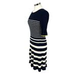 Free Assembly Striped Ribbed Knit Dress Short Sleeve Blue White Size Medium NWT Photo 3