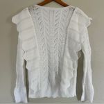C+D+M White Ruffle Crewneck Sweater Medium Neutral Preppy Casual Formal Photo 3