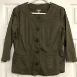 J. Jill green army utility button down jacket. Cotton stretch women’s size 12 Photo 0