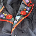 NWOT Asymptomatic Lightweight Shoulder Pad Tunic Top / Jacket Satin Floral Trim Black Size XL Photo 4