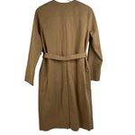 COS  women’s Size 34 S Trench Coat Belted Jacket Khaki Long Collarless Pockets Photo 1