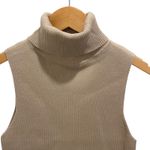 All:Row Nadia Sleeveless Turtleneck Top Ribbed Knit Neutral‎ Beige Medium Tan Photo 3