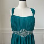 Johnny Emerald Green Chiffon Overlay Sleeveless Dress Rhinestone Waist 2X 3X 4X Photo 5