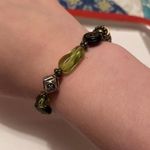 Women’s Black / Green Bead Stretchy Bracelet Flip Flop Sandal Charm Photo 5