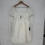 Lulus Exceptionally Angelic White Floral Puff Sleeve Mini Dress Size L Size L Photo 2