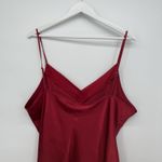 Massini  Red Satin Long Nightgown Dress Sheer Embroidered Floral Size 2X Plus Photo 7