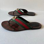 Gucci  Kika Interlocking GG Web Stripe Flat Thong Sandals Red Green Size EU 38 Photo 4