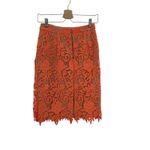Alice + Olivia Farrell Lace Pencil Skirt Straight Crochet Orange Tan Size 2 Photo 6