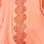 XCVI Top Women's Small Crochet Embroidered Cotton Half Sleeve V-Neck Coral Photo 2