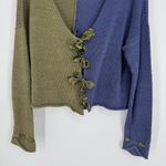Vintage Tie Front Swetaer M/L Blue Green Fairy Grunge Lagenlook Artsy Whimsical Size M Photo 3