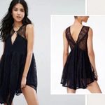 Free People Don't You Dare Navy Black Lace Mini Dress Size Medium Photo 15