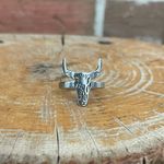 Cutout Steer Skull Ring Silver Photo 1
